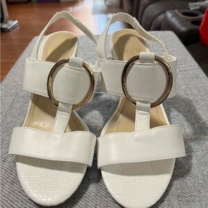 Impo White Sandals with Gold Accent Size 8 Wide
